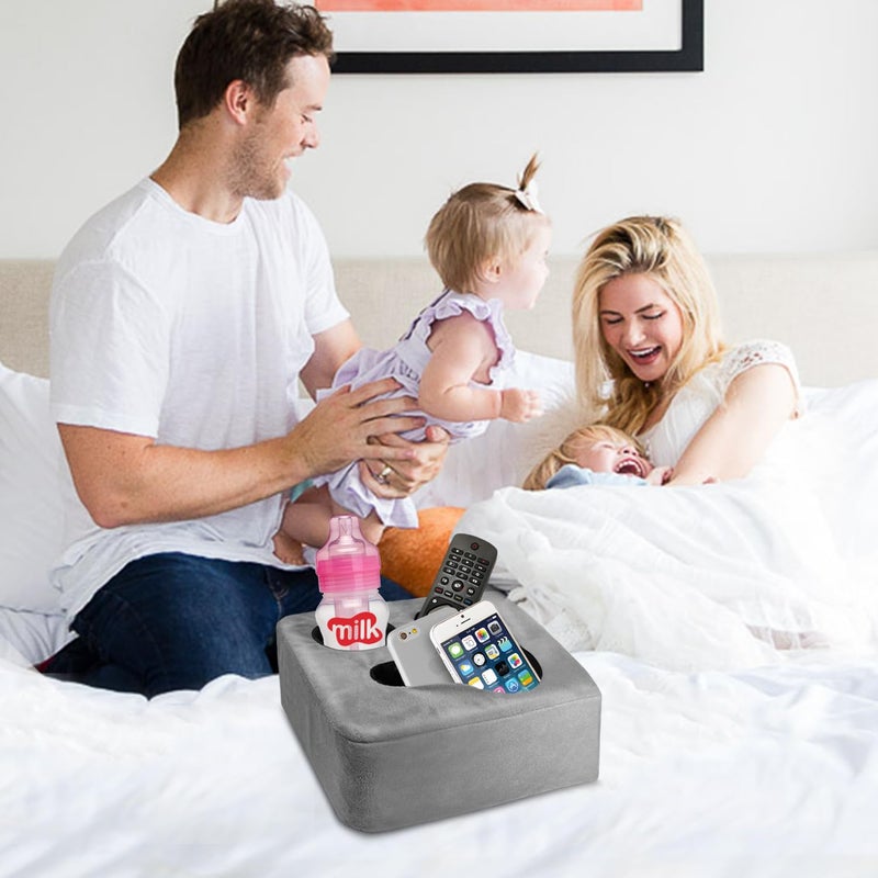 NISDOING Couch Cup Holder Pillow  Nisdoing Couch Cup Holder Tray! Keep Your Drinks Hand Side and KeepTemp  Prevent Spills and Use Anywhere. Cup Holder for Couch  Bed  Man Cave  Car  Park  Beach. Grey - Image 3